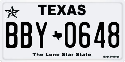 TX license plate BBY0648