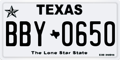 TX license plate BBY0650