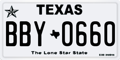 TX license plate BBY0660