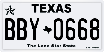 TX license plate BBY0668