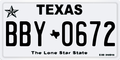 TX license plate BBY0672