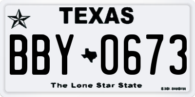 TX license plate BBY0673