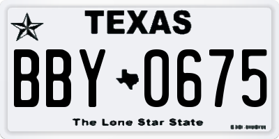TX license plate BBY0675