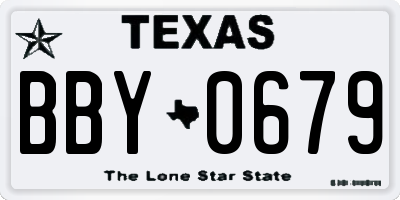 TX license plate BBY0679