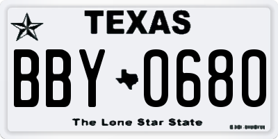TX license plate BBY0680