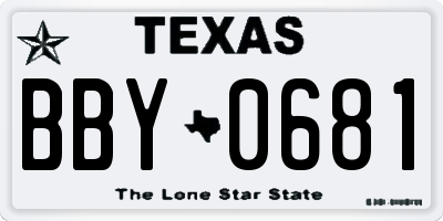 TX license plate BBY0681