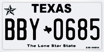 TX license plate BBY0685