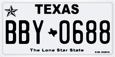 TX license plate BBY0688