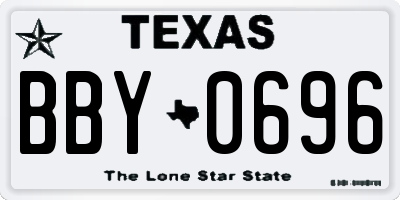 TX license plate BBY0696