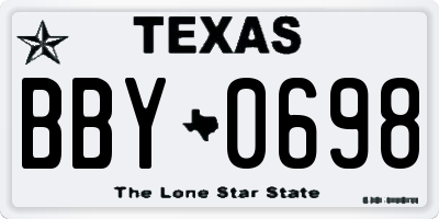 TX license plate BBY0698