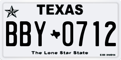 TX license plate BBY0712