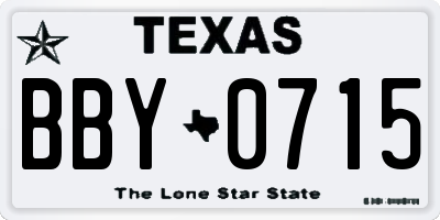 TX license plate BBY0715