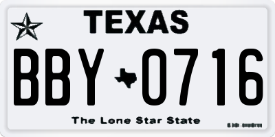 TX license plate BBY0716