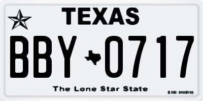 TX license plate BBY0717