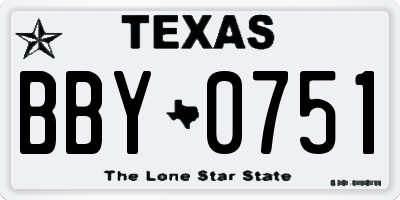 TX license plate BBY0751