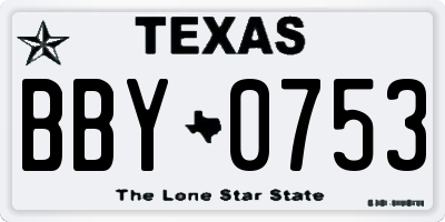 TX license plate BBY0753