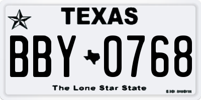TX license plate BBY0768