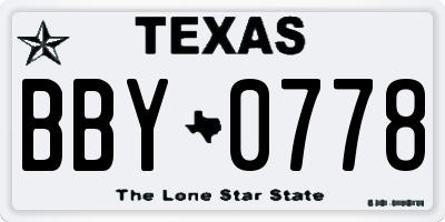 TX license plate BBY0778