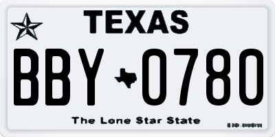 TX license plate BBY0780