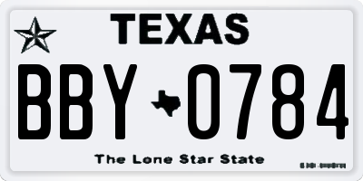 TX license plate BBY0784