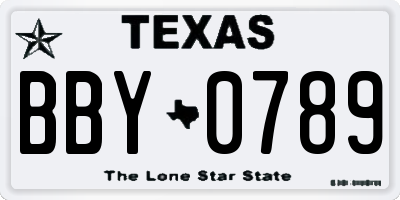 TX license plate BBY0789