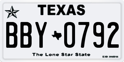 TX license plate BBY0792