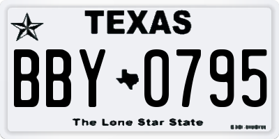 TX license plate BBY0795
