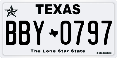 TX license plate BBY0797