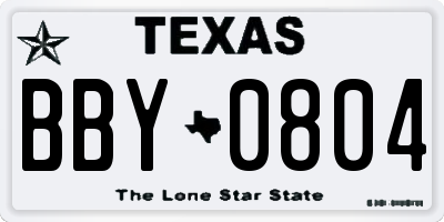 TX license plate BBY0804