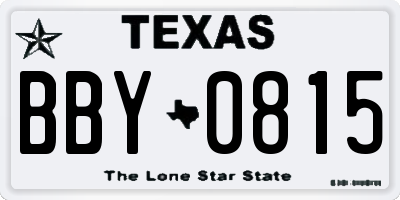 TX license plate BBY0815