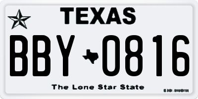 TX license plate BBY0816