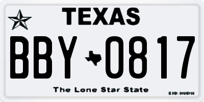 TX license plate BBY0817