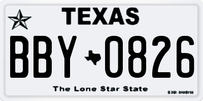 TX license plate BBY0826