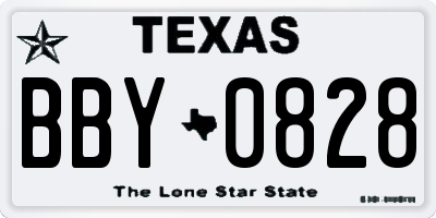 TX license plate BBY0828