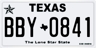 TX license plate BBY0841