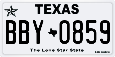 TX license plate BBY0859