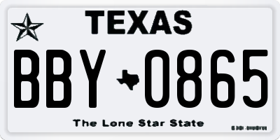 TX license plate BBY0865