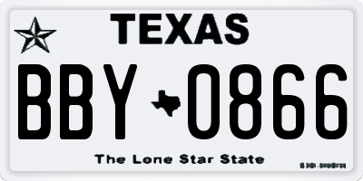 TX license plate BBY0866