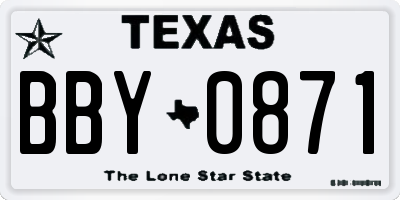 TX license plate BBY0871