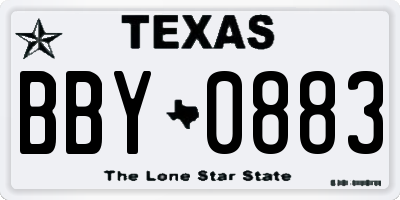 TX license plate BBY0883