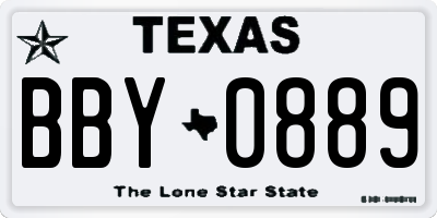 TX license plate BBY0889