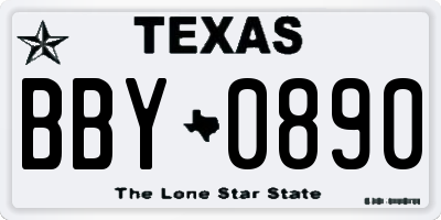 TX license plate BBY0890