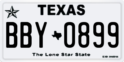 TX license plate BBY0899