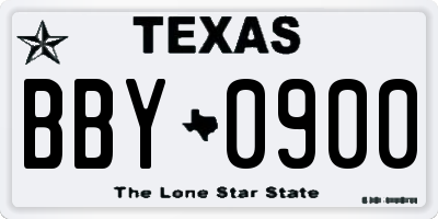 TX license plate BBY0900