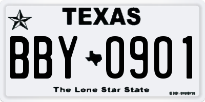 TX license plate BBY0901