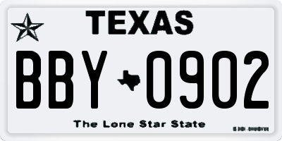 TX license plate BBY0902