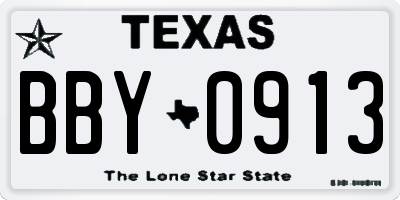 TX license plate BBY0913