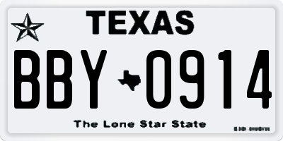 TX license plate BBY0914