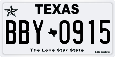 TX license plate BBY0915