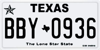 TX license plate BBY0936